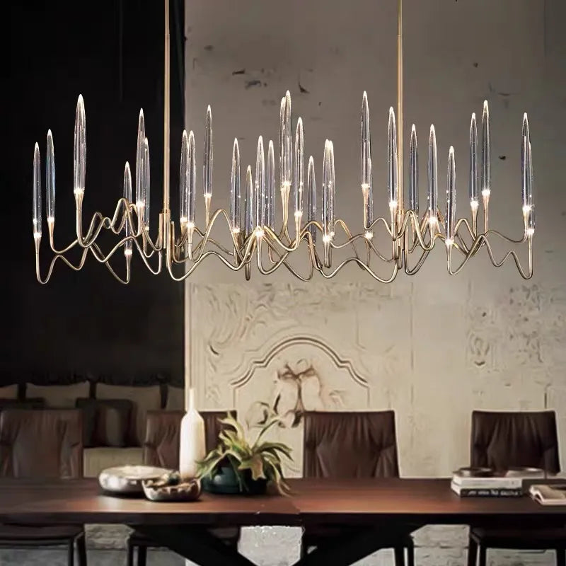 Custom Size Pezzo Crystal Long Chandelier L70''