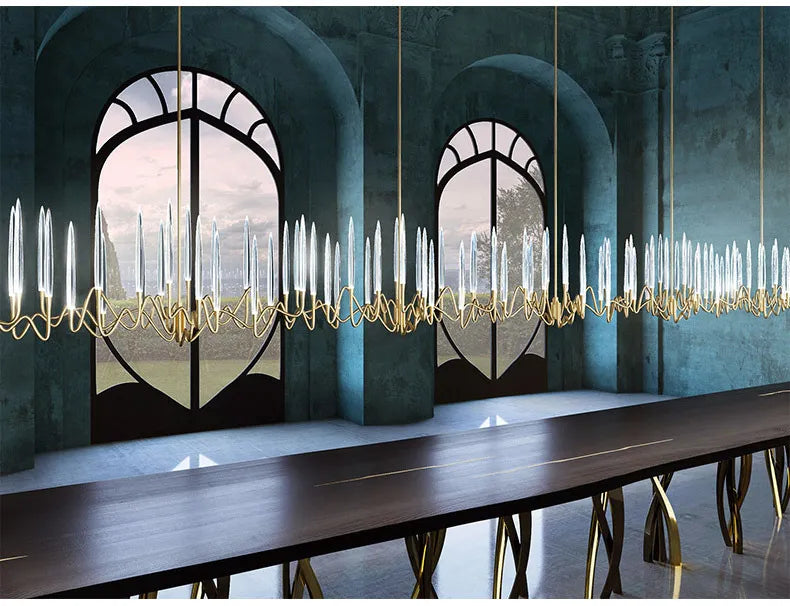 Pezzo Crystal Long Chandelier L78'' 59'' 40''