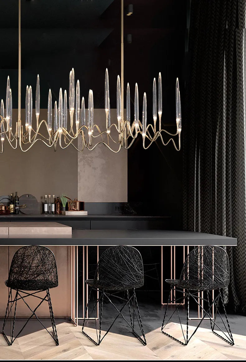 Pezzo Crystal Long Chandelier L78'' 59'' 40''