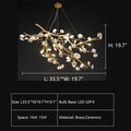 Post-Modern Art Brass and Ceramics Flower Pendant Branch Chandelier