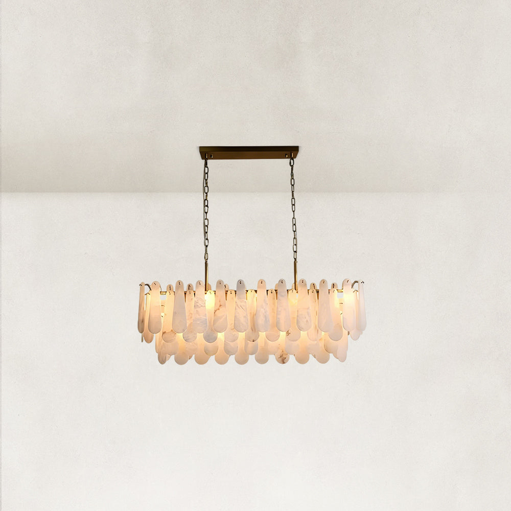 Raine Natural Alabaster Linear Tiered Chandelier 39“W