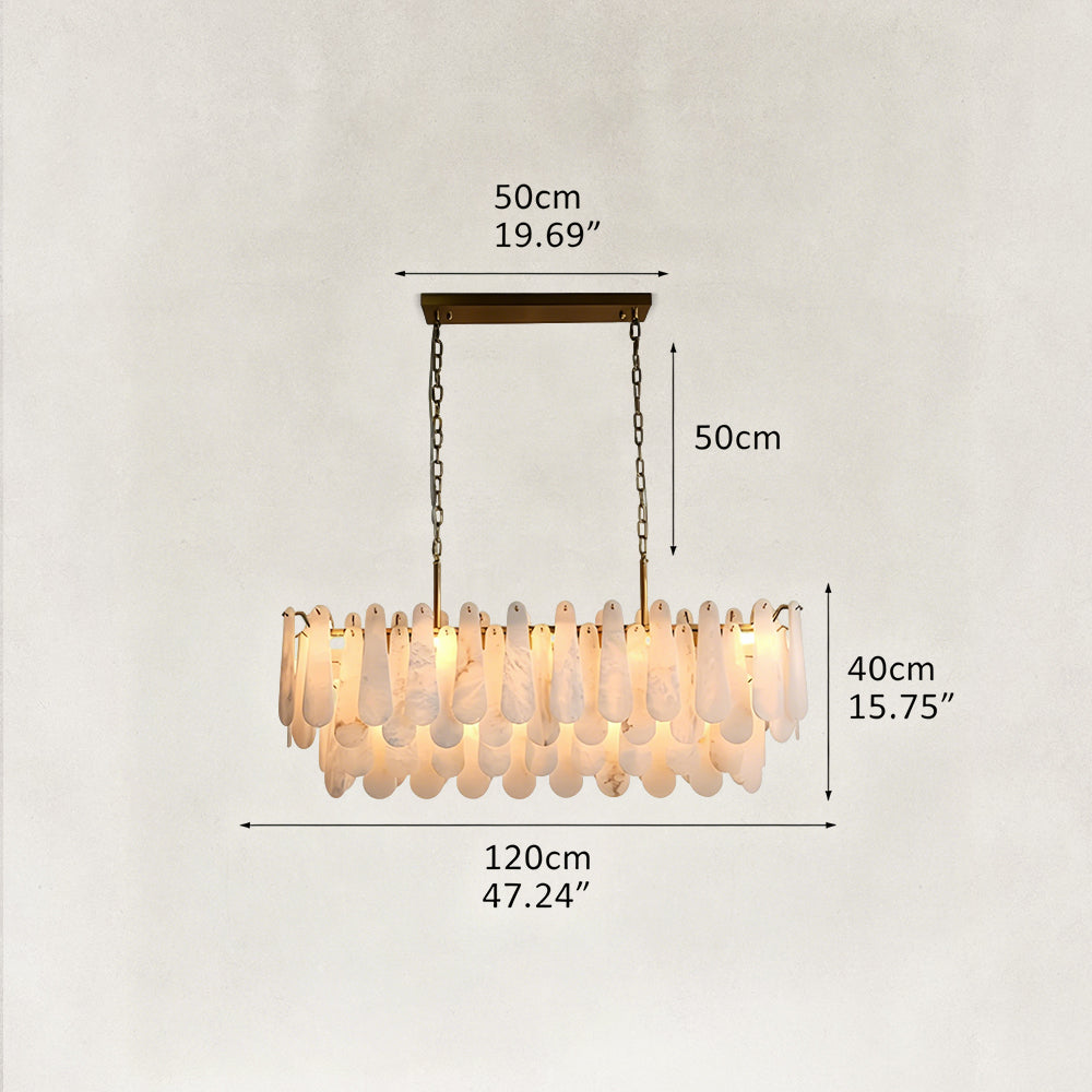 Raine Natural Alabaster Linear Tiered Chandelier 47“W