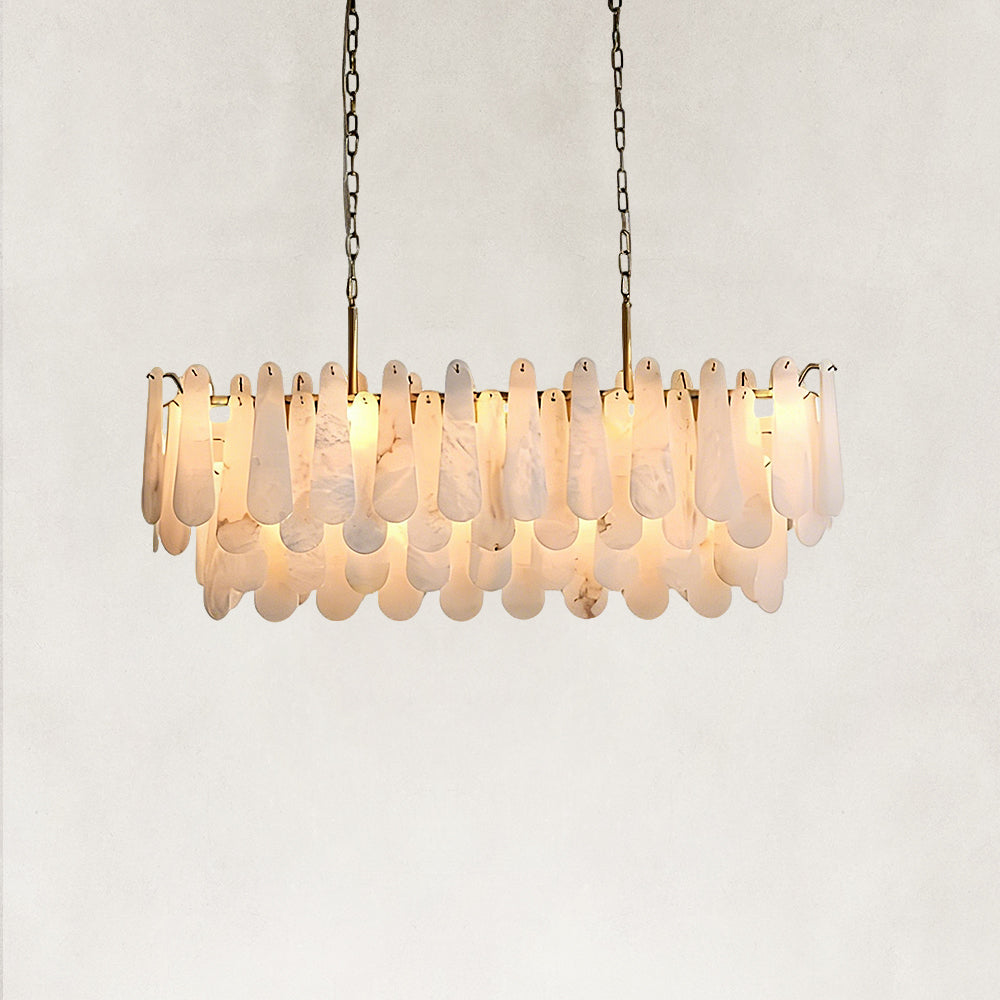 Raine Natural Alabaster Linear Tiered Chandelier 39“W
