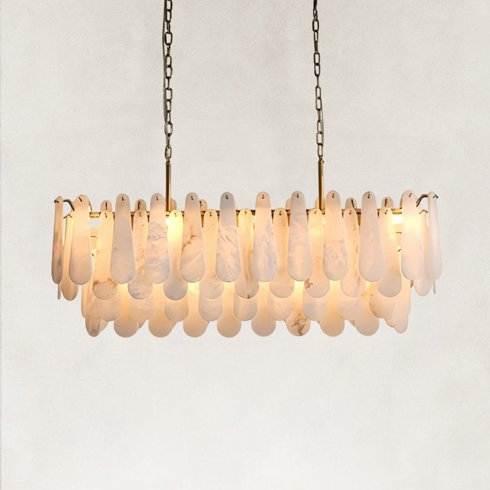Raine Natural Alabaster Linear Tiered Chandelier 47“W