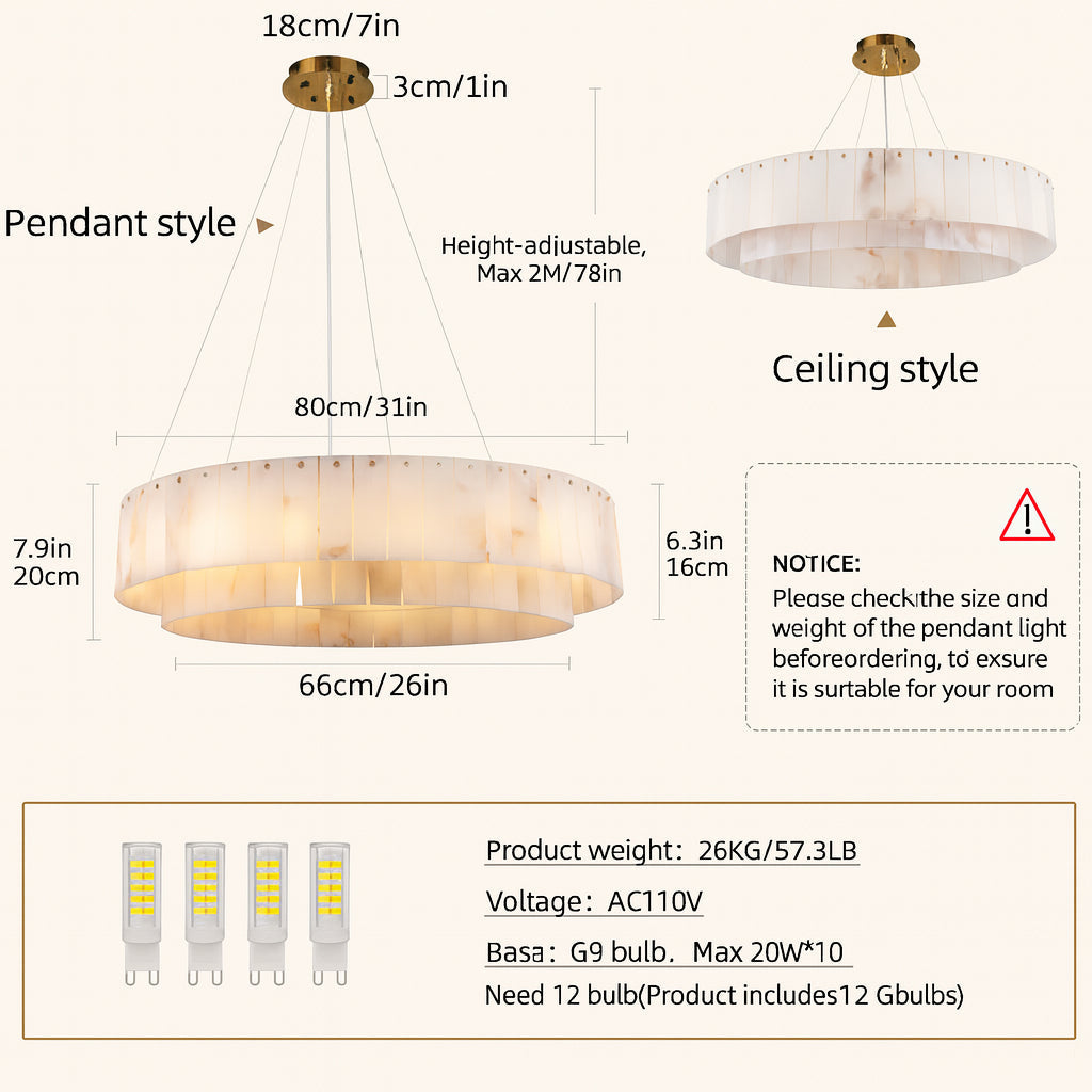 Sawyer Alabaster Round Chandelier