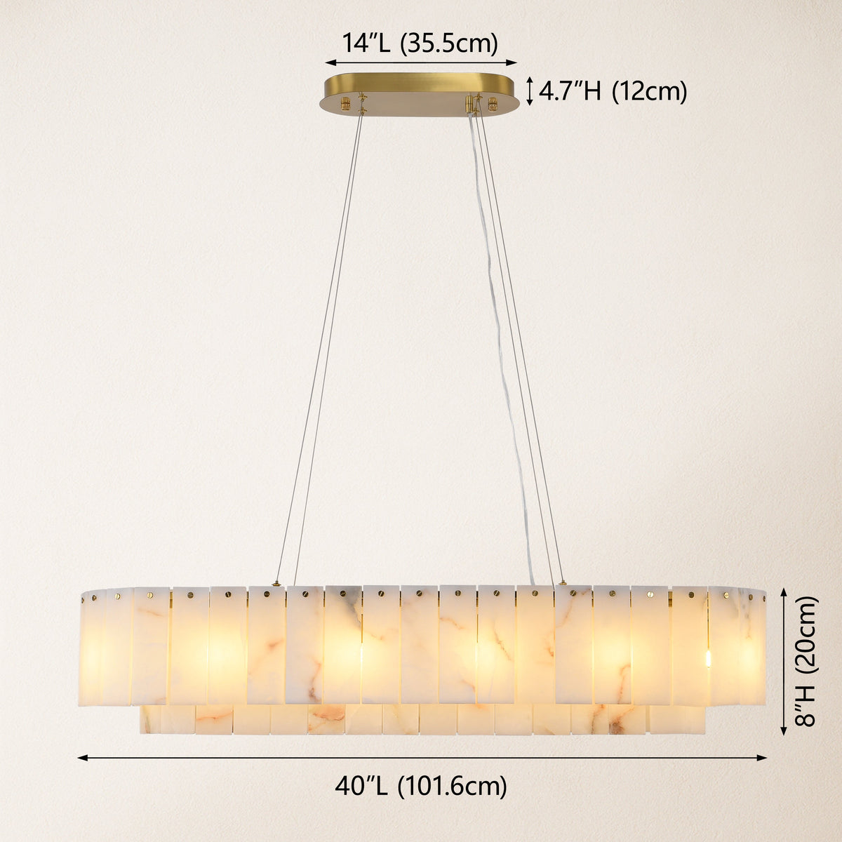 Sawyer Alabaster Rectangle Chandelier