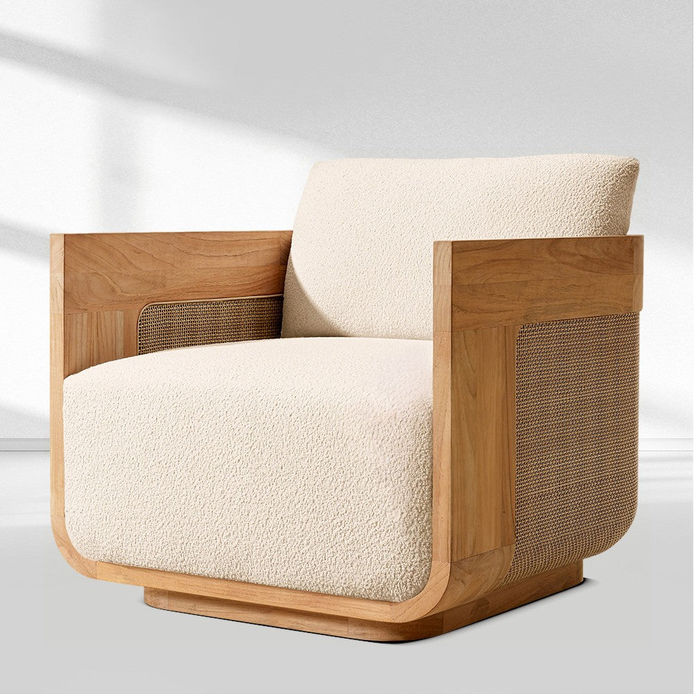 Sedan Cane Teak Lounge Chair