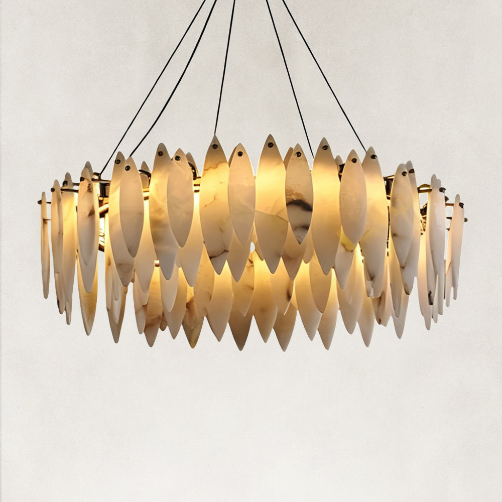 Halo Modern Natural Alabaster Ring chandelier 32"D