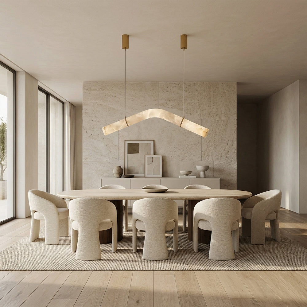 Verve Arch Alabaster Tube Pendant Light 59"L