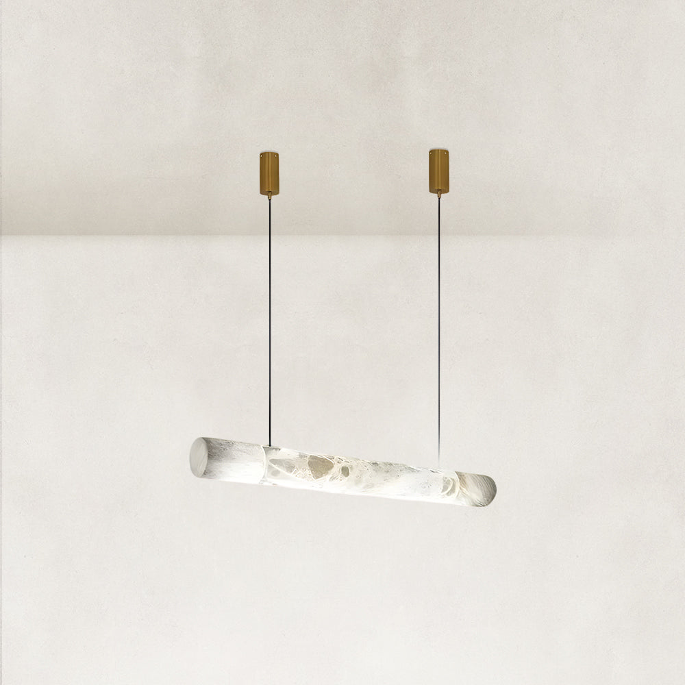 Verve Linear Alabaster Tube Pendant Light 59"L