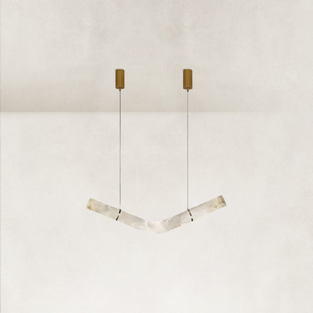 Verve V-Shape Alabaster Tube Pendant Light 47"L