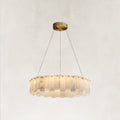 Serene Pillar Natural Alabaster Ring chandelier 32"D