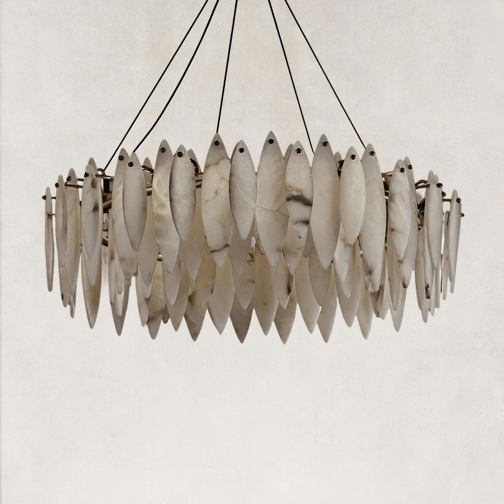 Halo Modern Natural Alabaster Ring chandelier 47"D