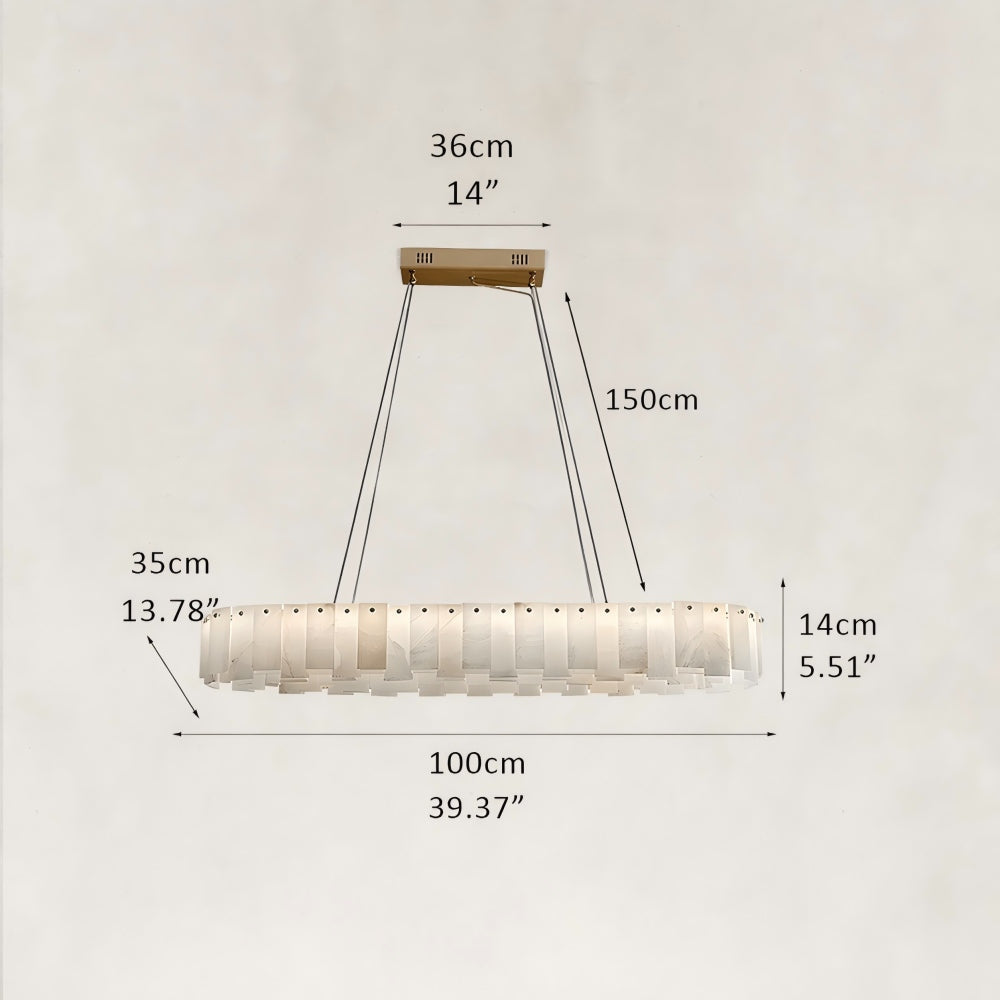 Serene Pillar Natural Alabaster Linear chandelier 39"W
