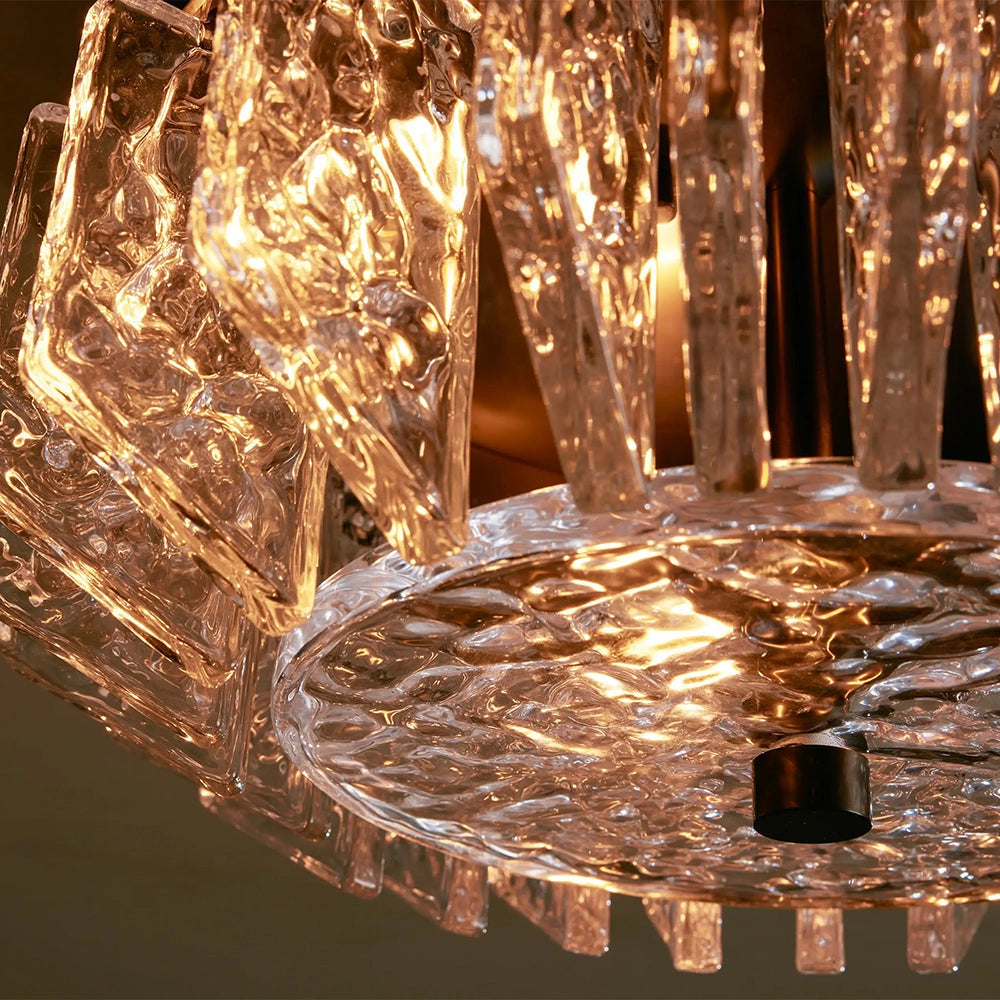 Steele Deco Brass Flush Mount with Textured Glass Panels