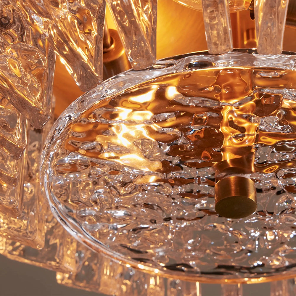 Steele Deco Brass Flush Mount with Textured Glass Panels