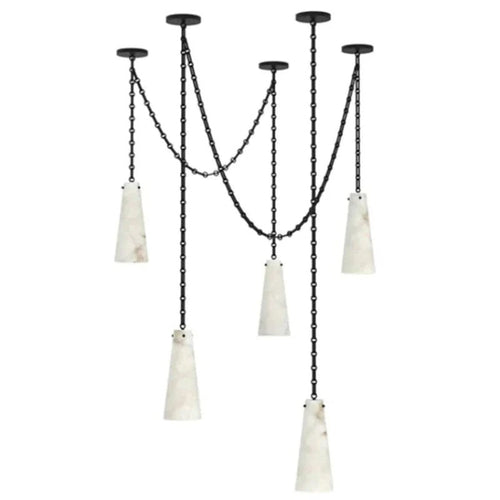 Alabaster Contemporary Vintage 5-Light Pendant