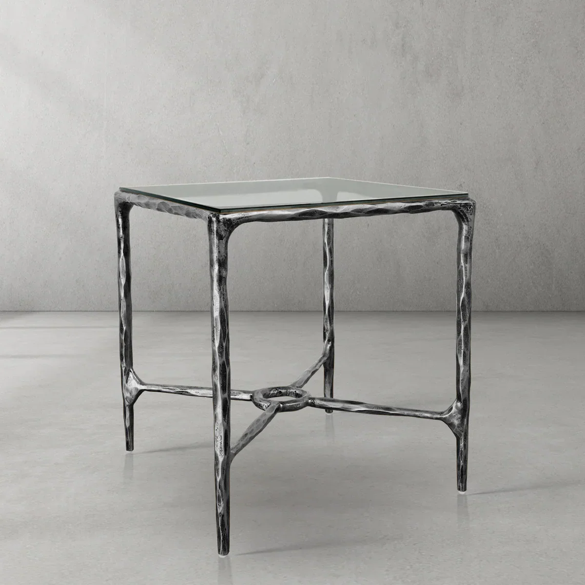 Thomson Glass Square Side Table Overhang
