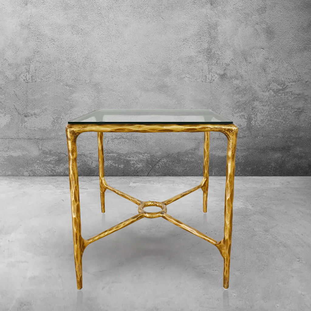 Thomson Glass Square Side Table Overhang