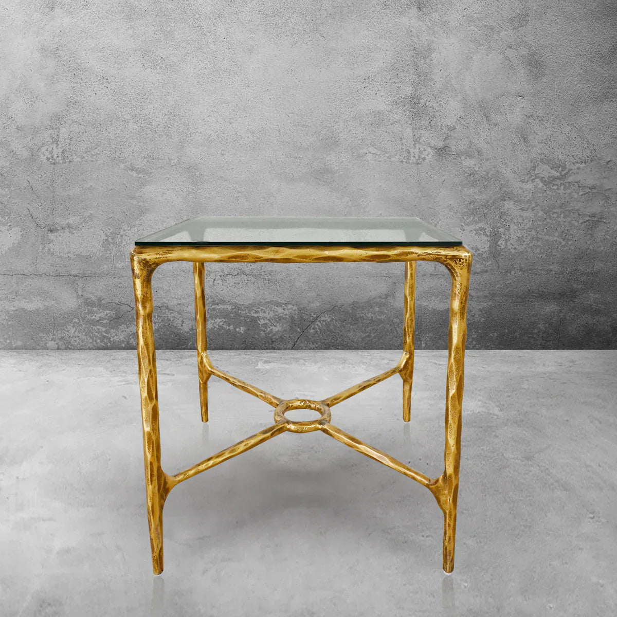 Thomson Glass Square Side Table Overhang