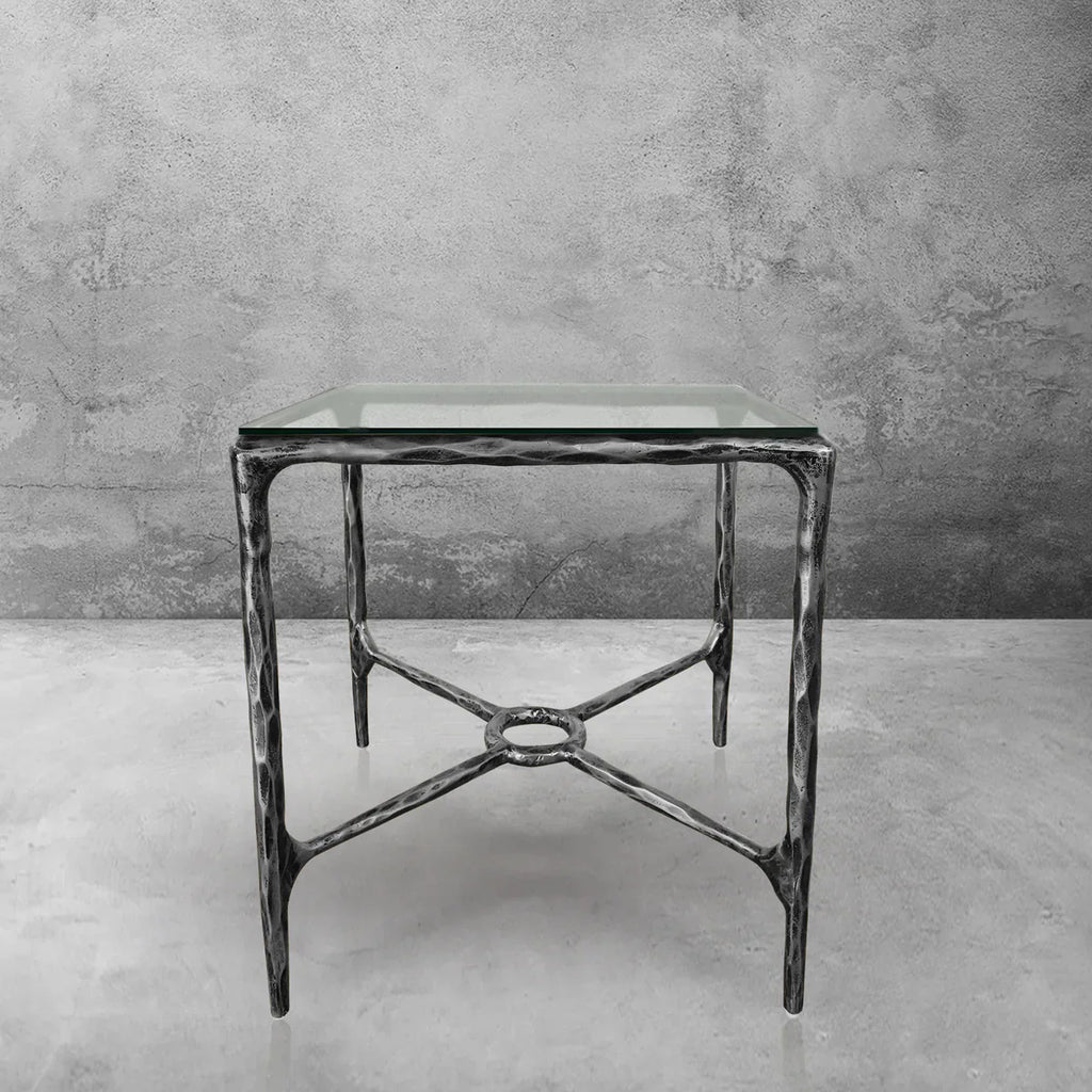 Thomson Glass Square Side Table Overhang