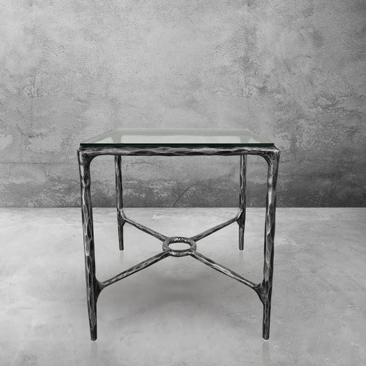 Thomson Glass Square Side Table Overhang