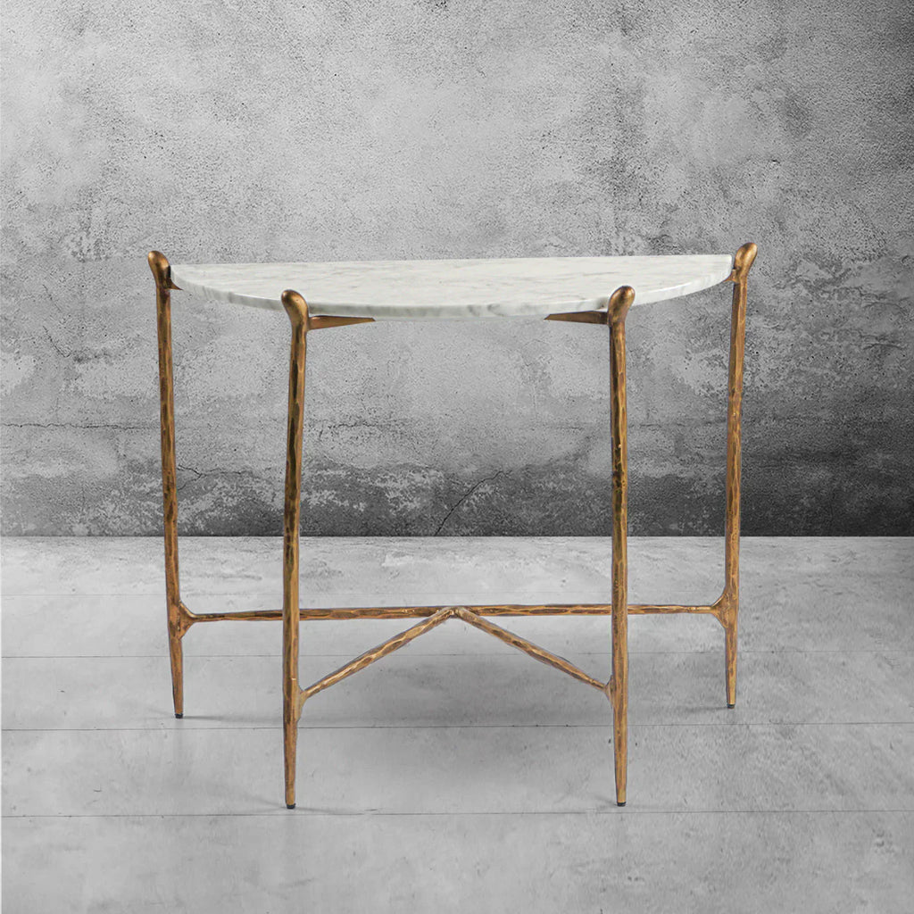 Thomson Horn Semi-Circle Marble Console Table