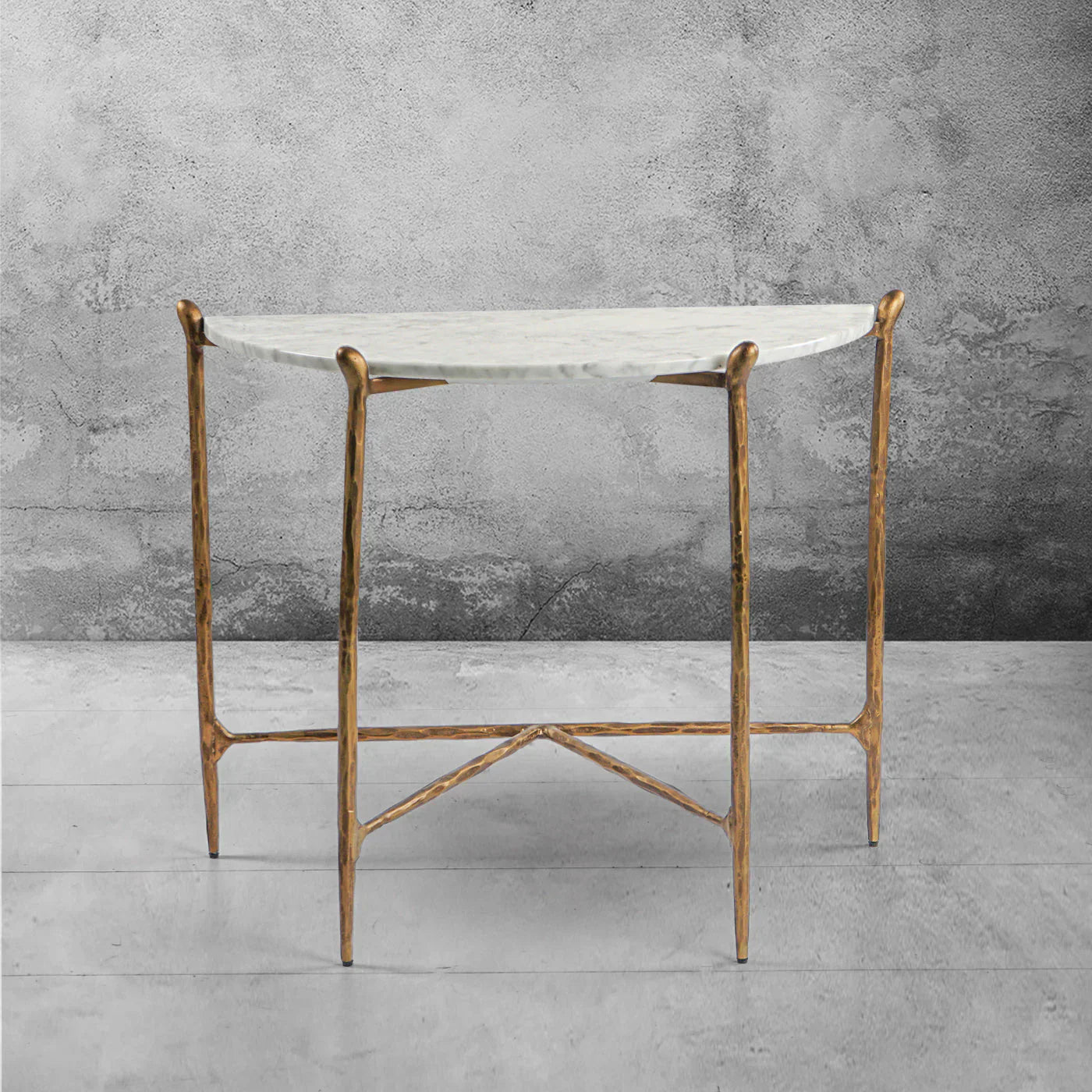 Thomson Horn Semi-Circle Marble Console Table