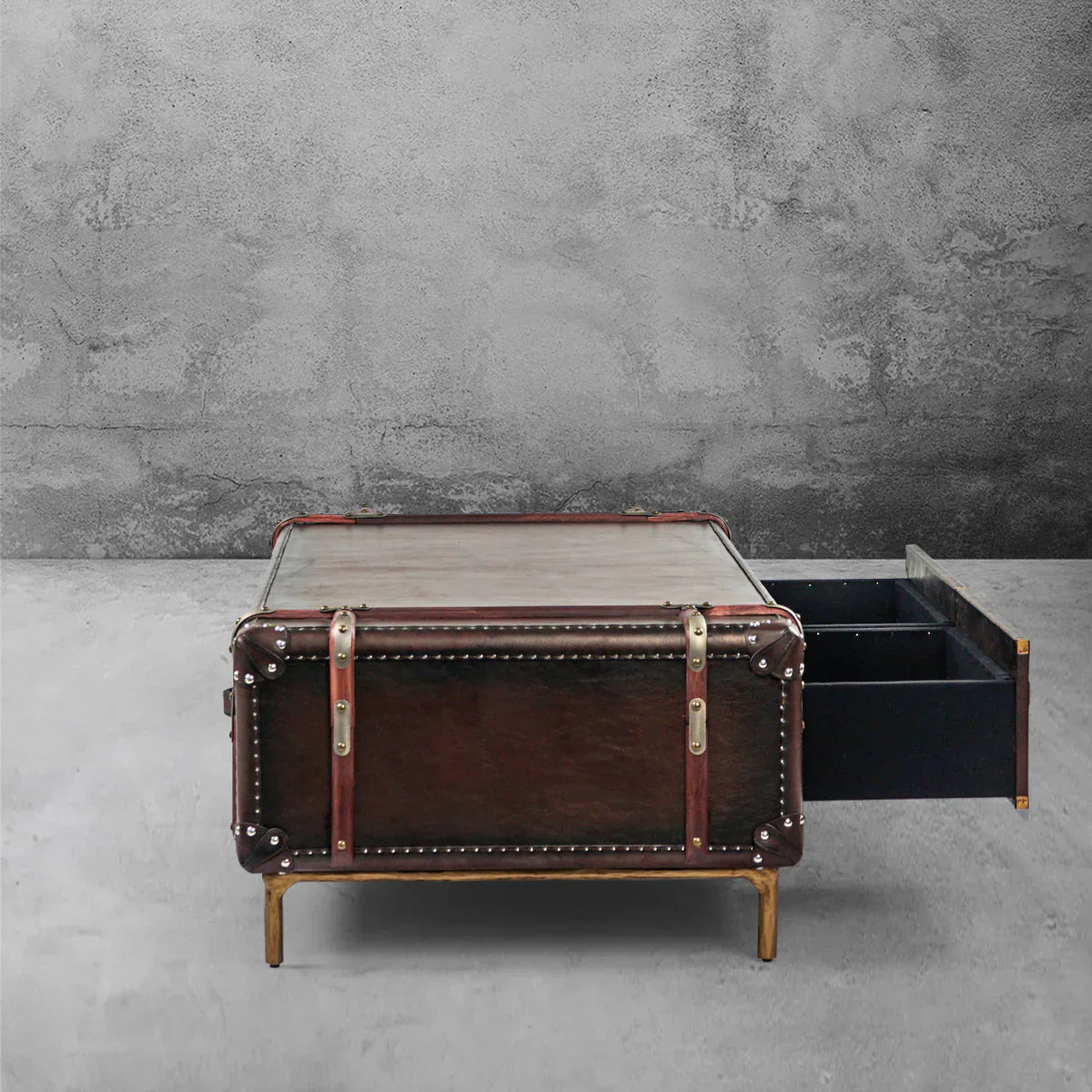 Thomson Vintage Cowhide Rattan Coffee Table