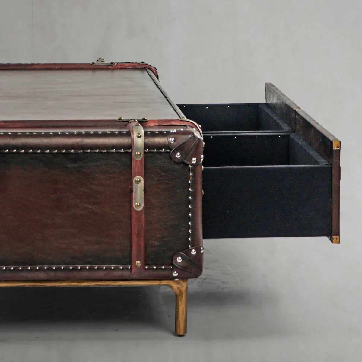 Thomson Vintage Cowhide Rattan Coffee Table