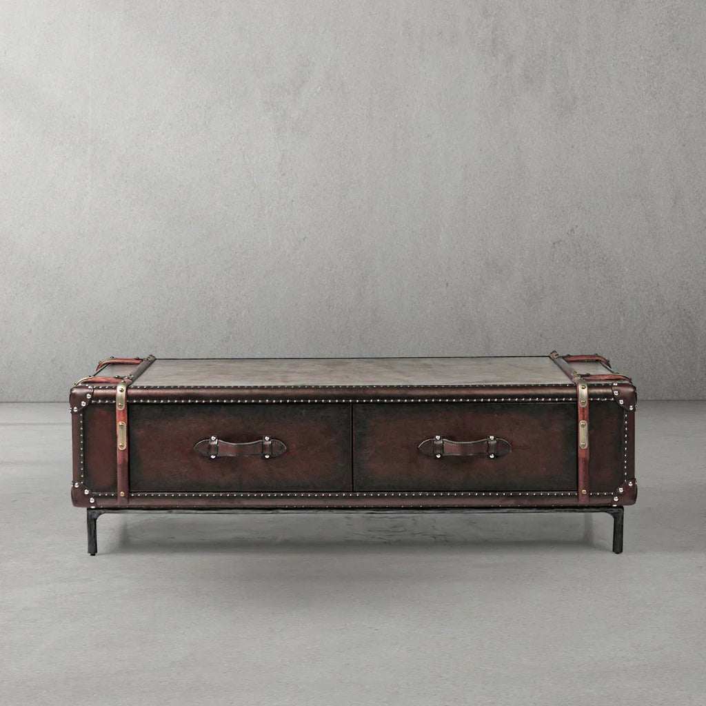 Thomson Vintage Cowhide Rattan Coffee Table