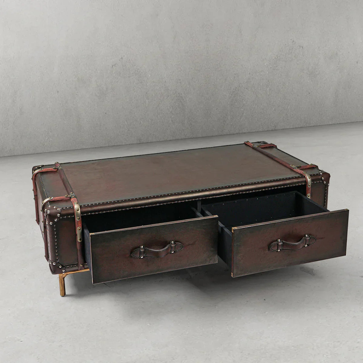 Thomson Vintage Cowhide Rattan Coffee Table