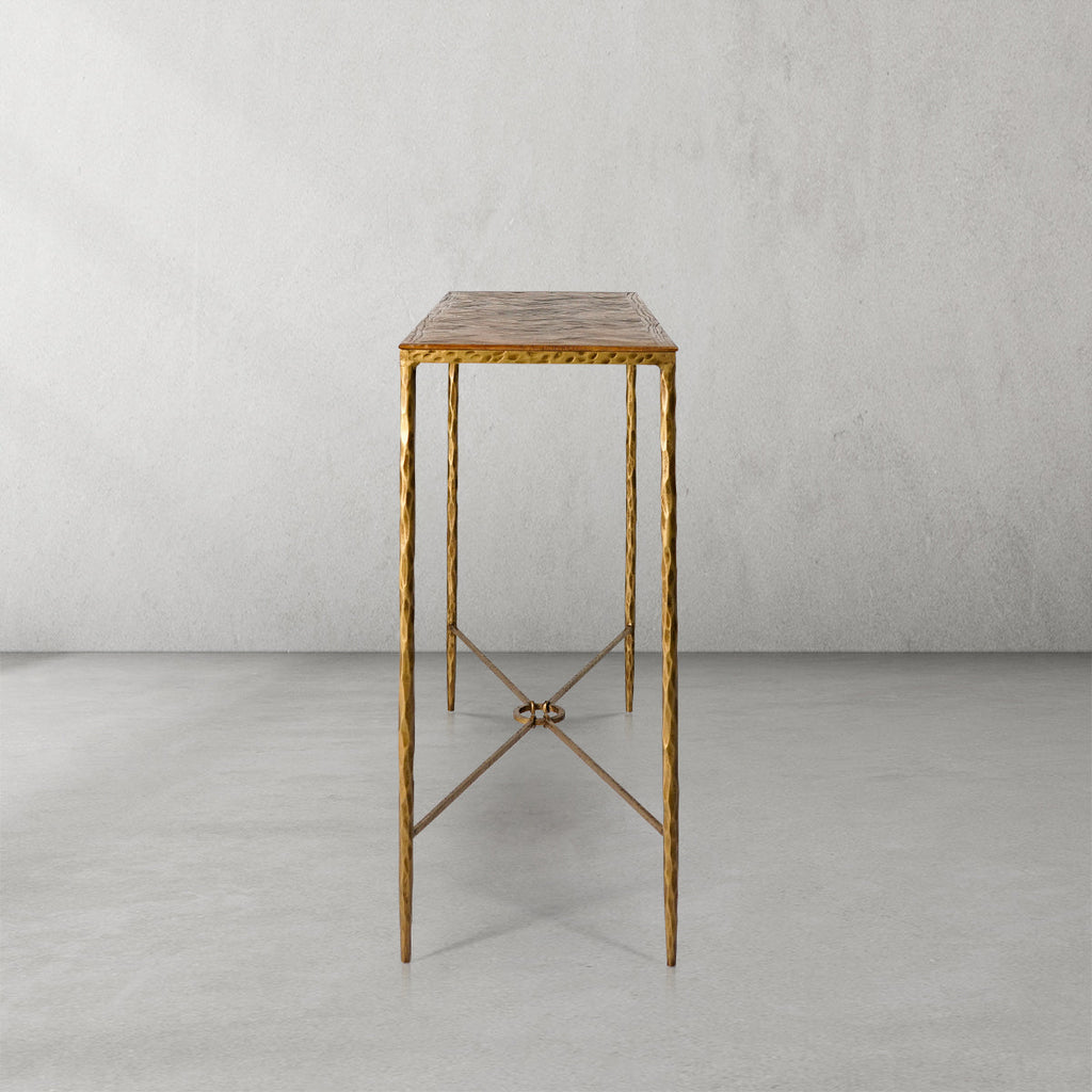 Thomson Metal Frame Elm Wood Console Table