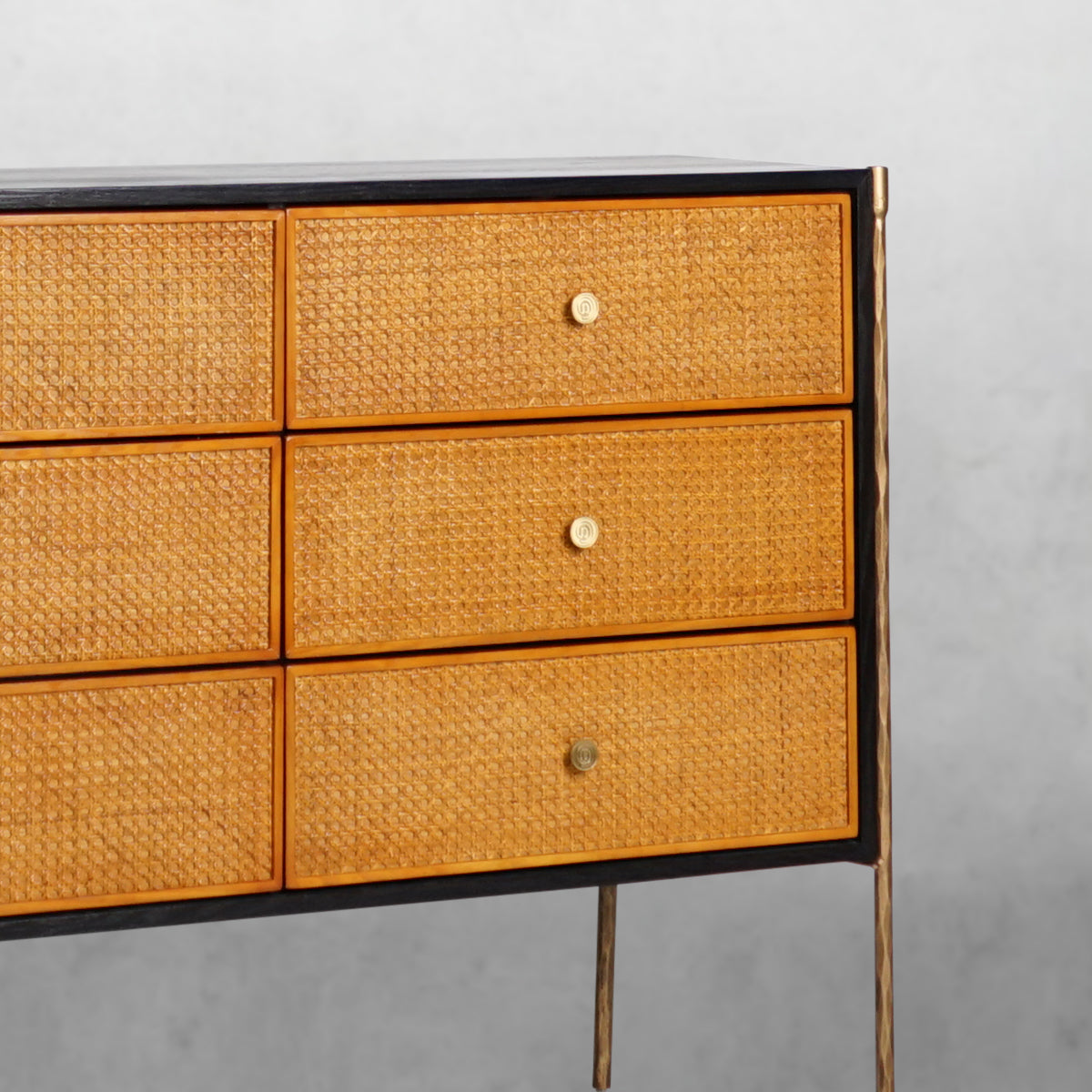 Thomson Metal Frame Rattan 6-Drawer Side Cabinet