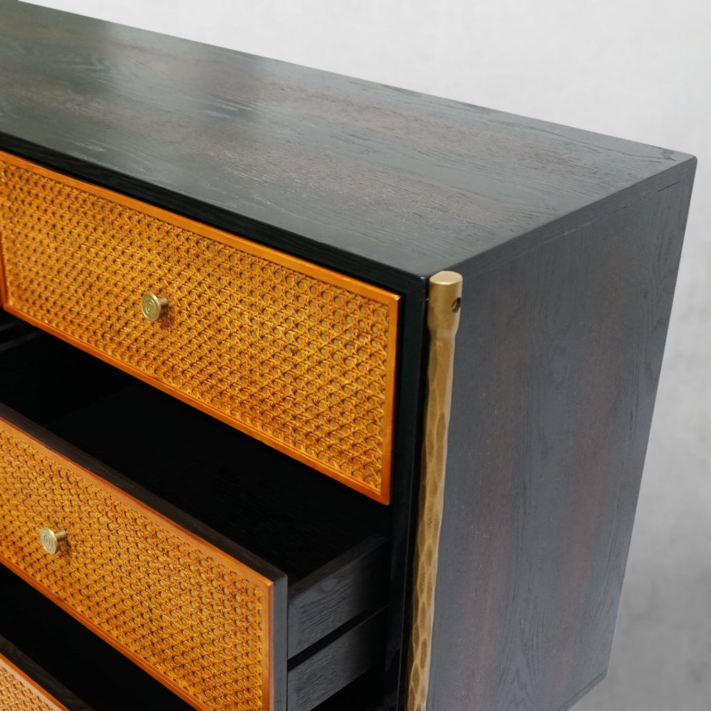 Thomson Metal Frame Rattan 6-Drawer Side Cabinet