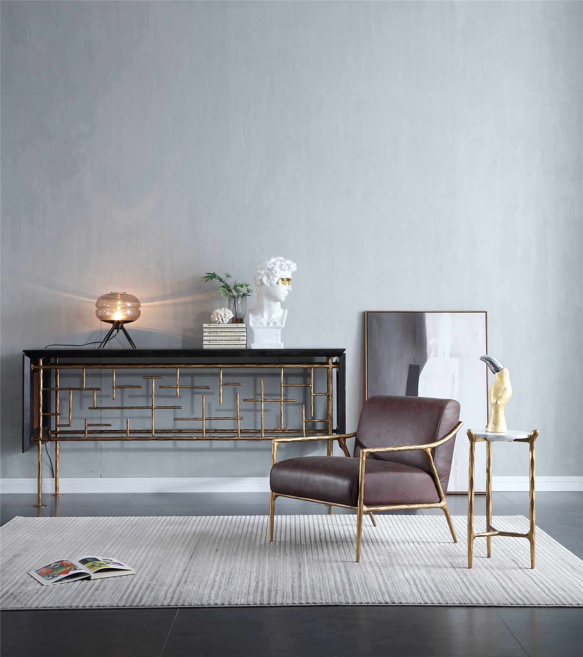 Thomson Metal Frame Rattan Console Table