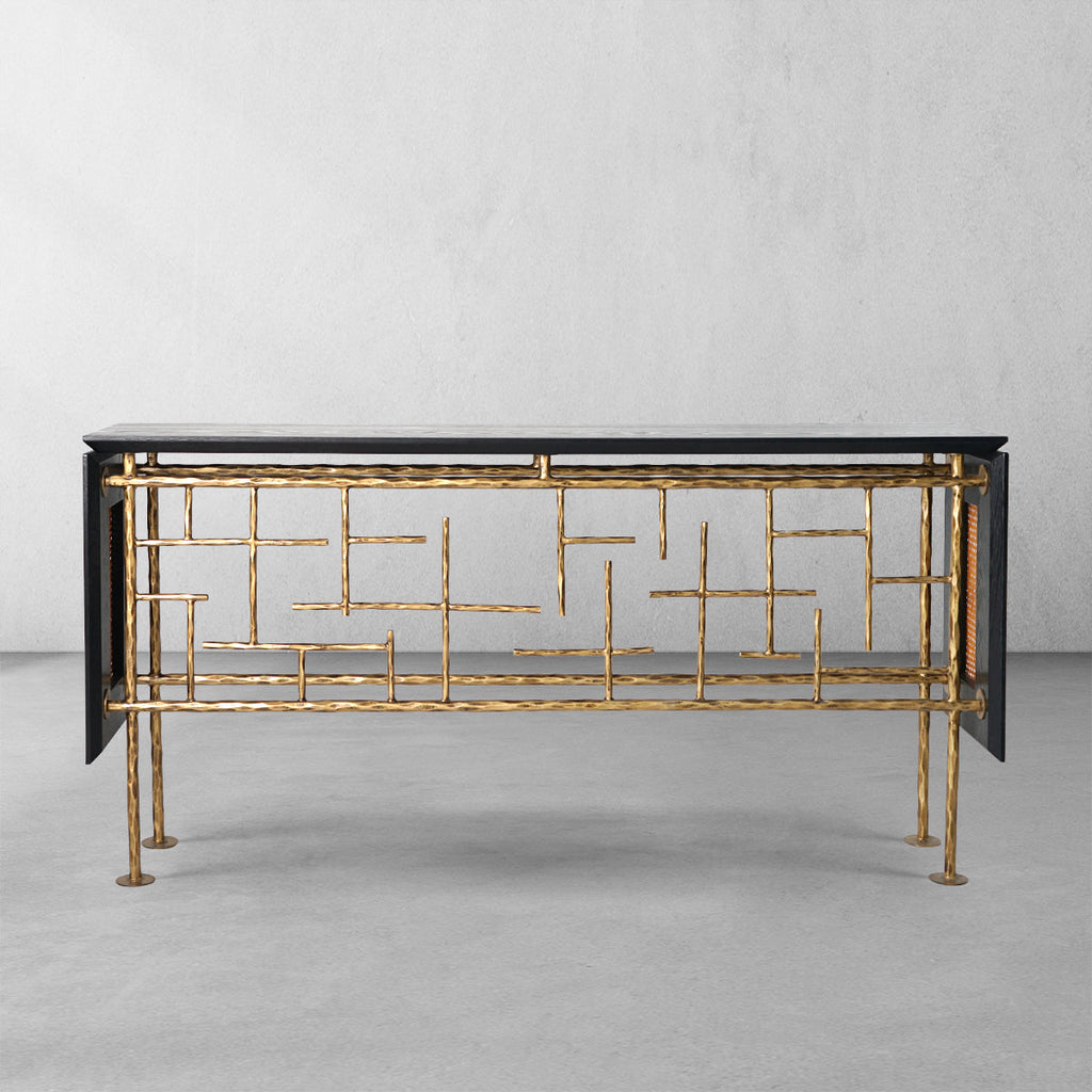 Thomson Metal Frame Rattan Console Table
