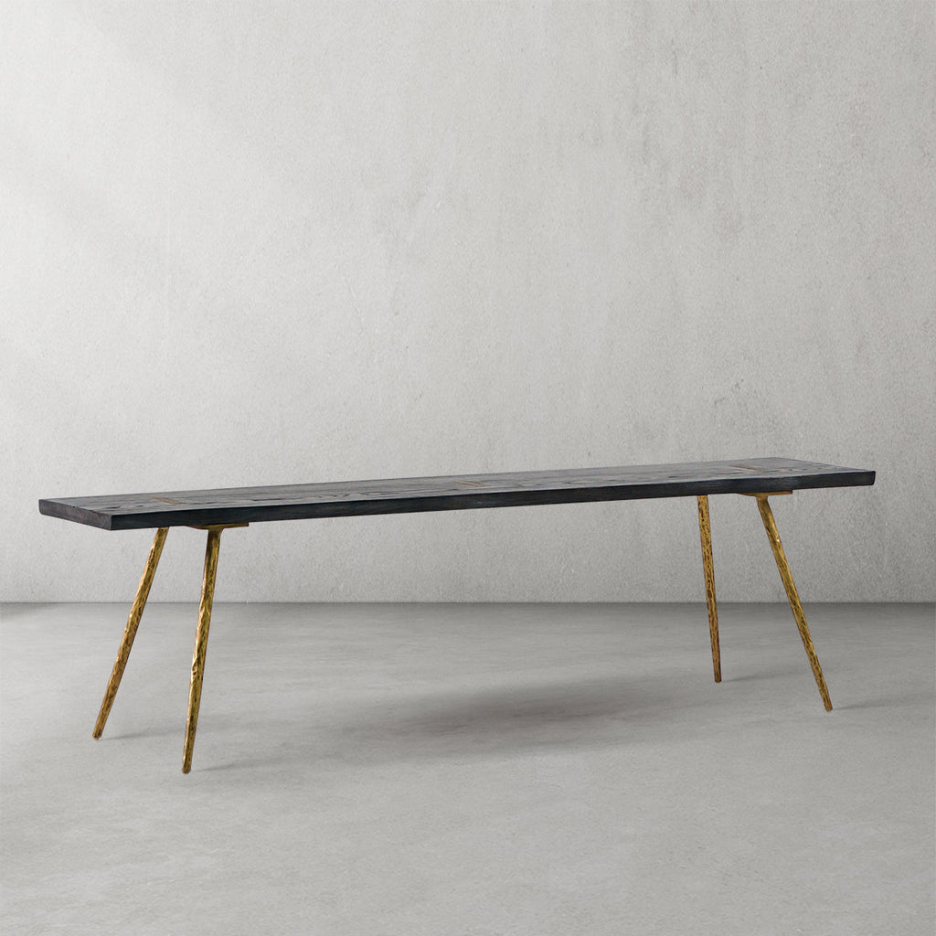 Thomson Retro Copper Frame Solid Wood Dining Bench