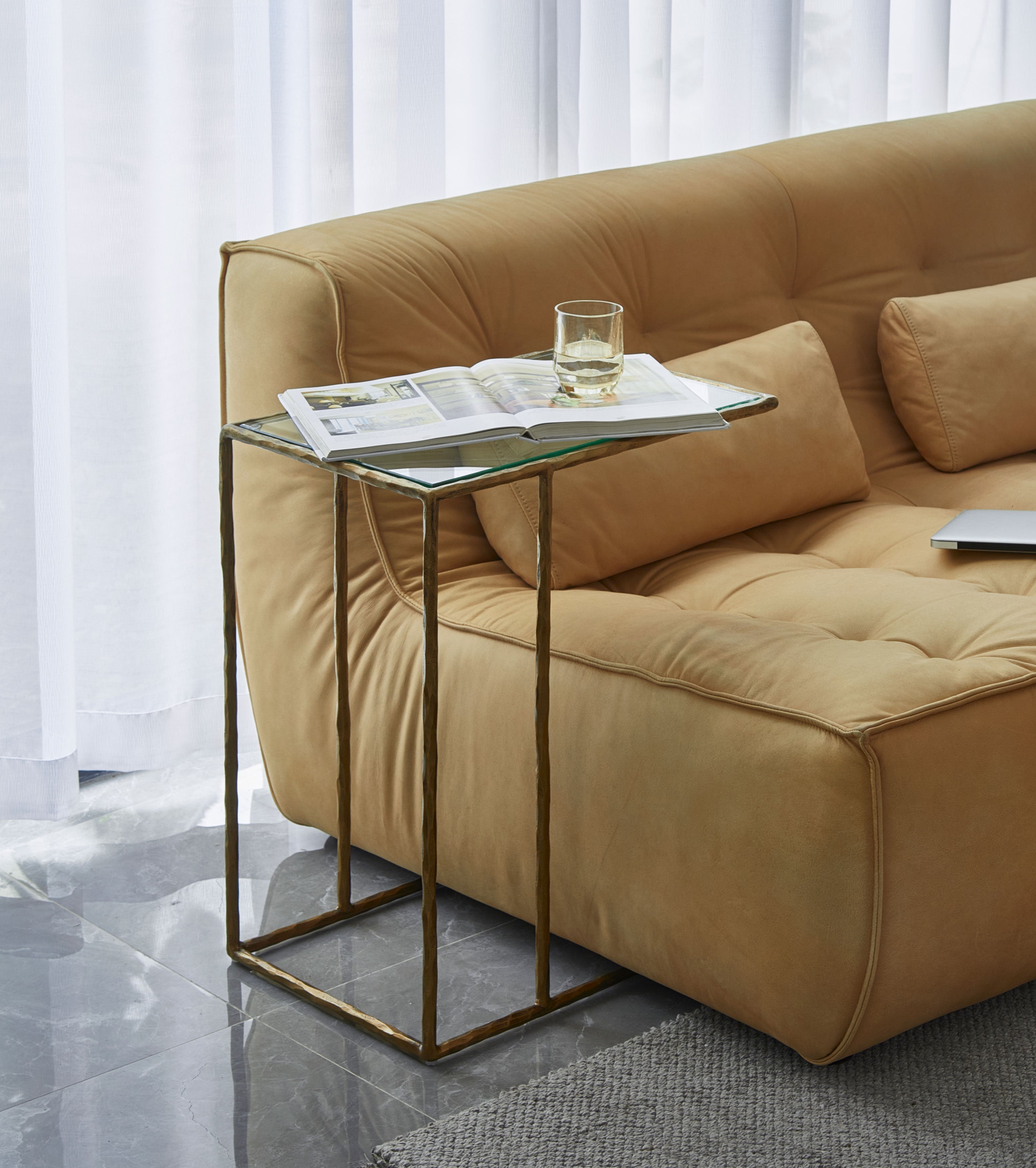Thomson Tempered Glass C-Shaped Side Table