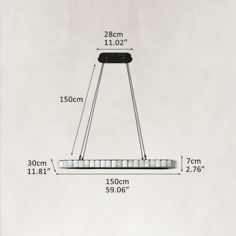 Velmora Oval Ring Natural Alabaster Chandelier 59"W