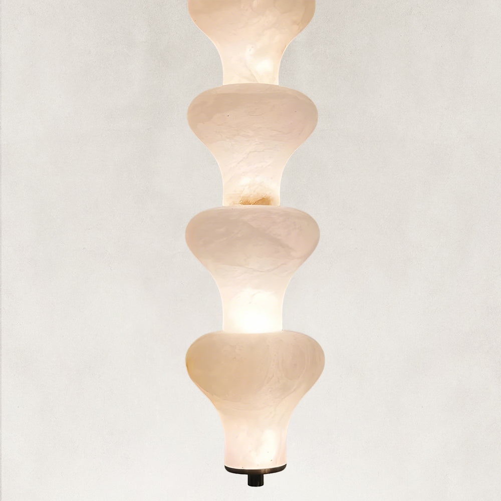 Vertical Sculptural Cluster Alabaster Pendant 6"D