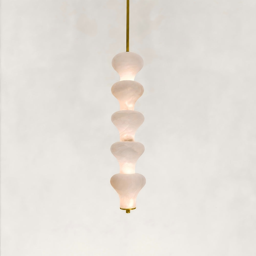 Vertical Sculptural Cluster Alabaster Pendant 6"D