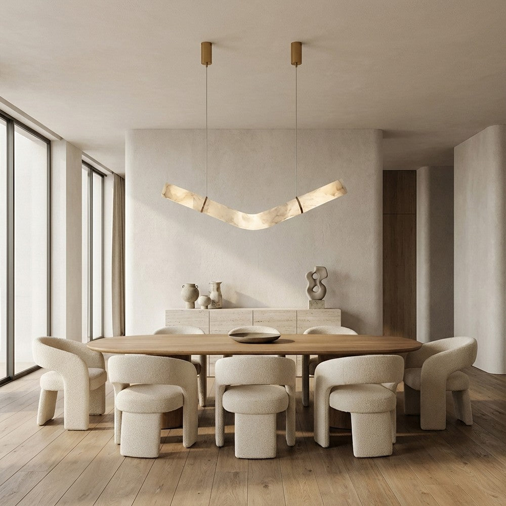 Verve V-Shape Alabaster Tube Pendant Light 59"L