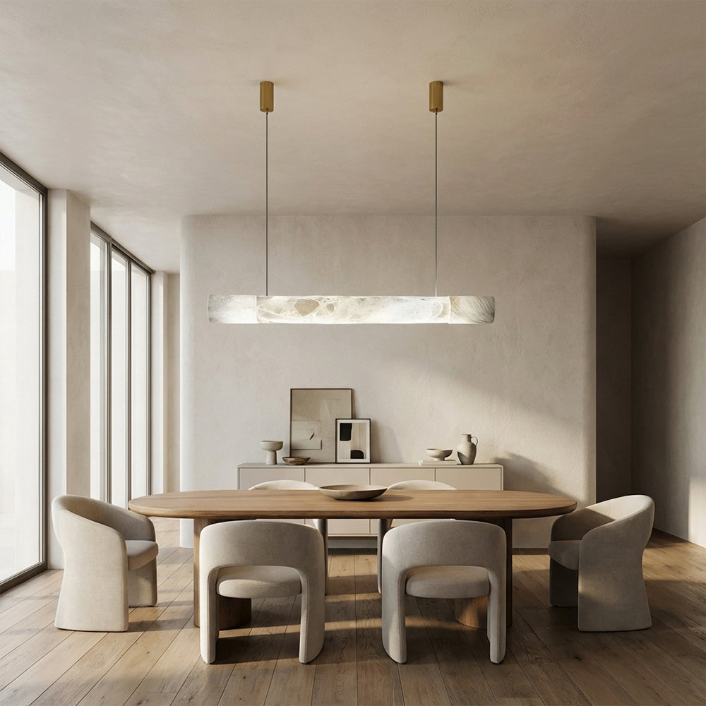 Verve Linear Alabaster Tube Pendant Light 47"L