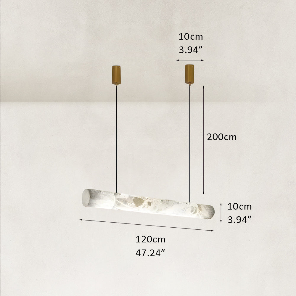 Verve Linear Alabaster Tube Pendant Light 47"L