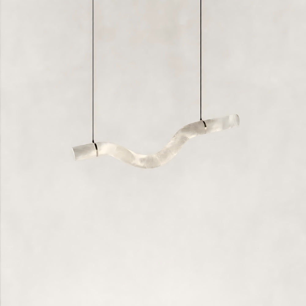 Verve Double Wave Alabaster Tube Pendant Light