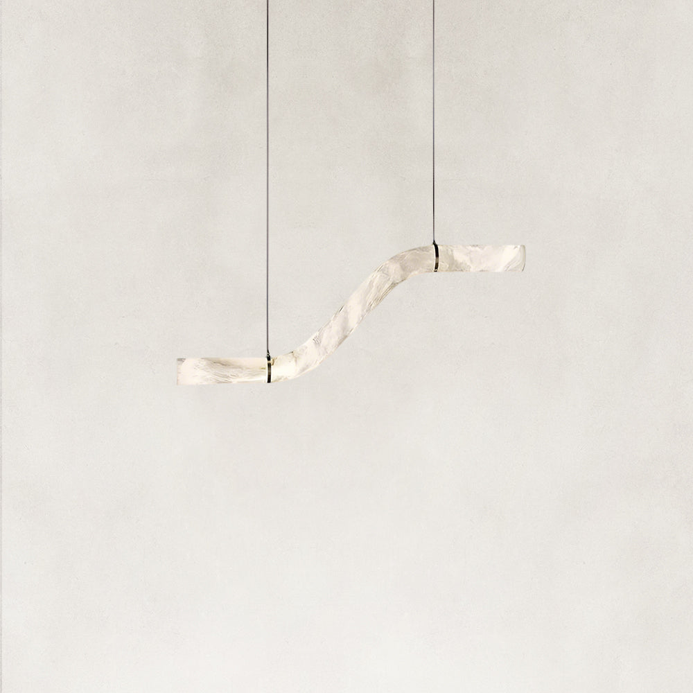 Verve Single Wave Alabaster Tube Pendant Light 59"L