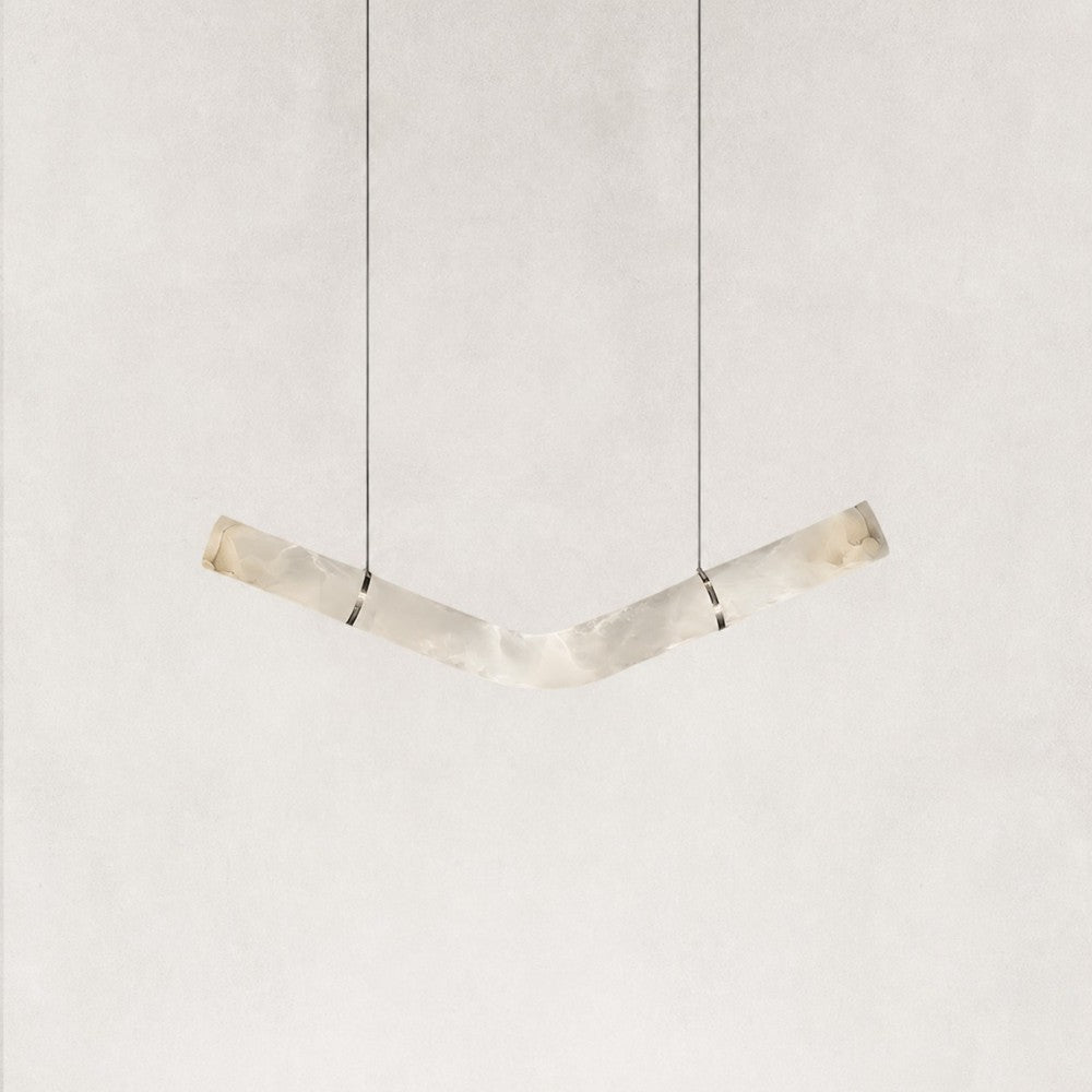 Verve V-Shape Alabaster Tube Pendant Light 59"L
