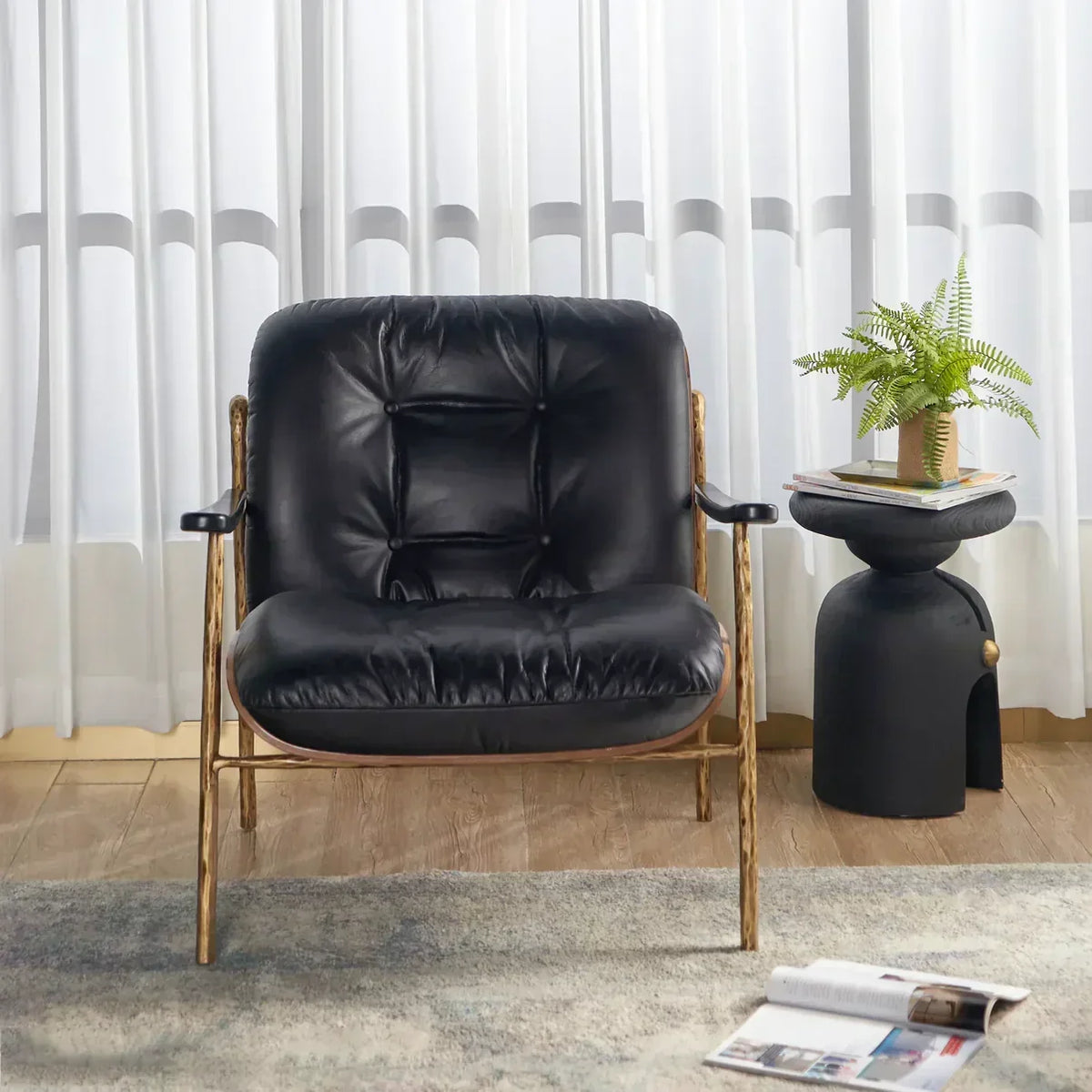 Thomson Black Leather Accent Chairs