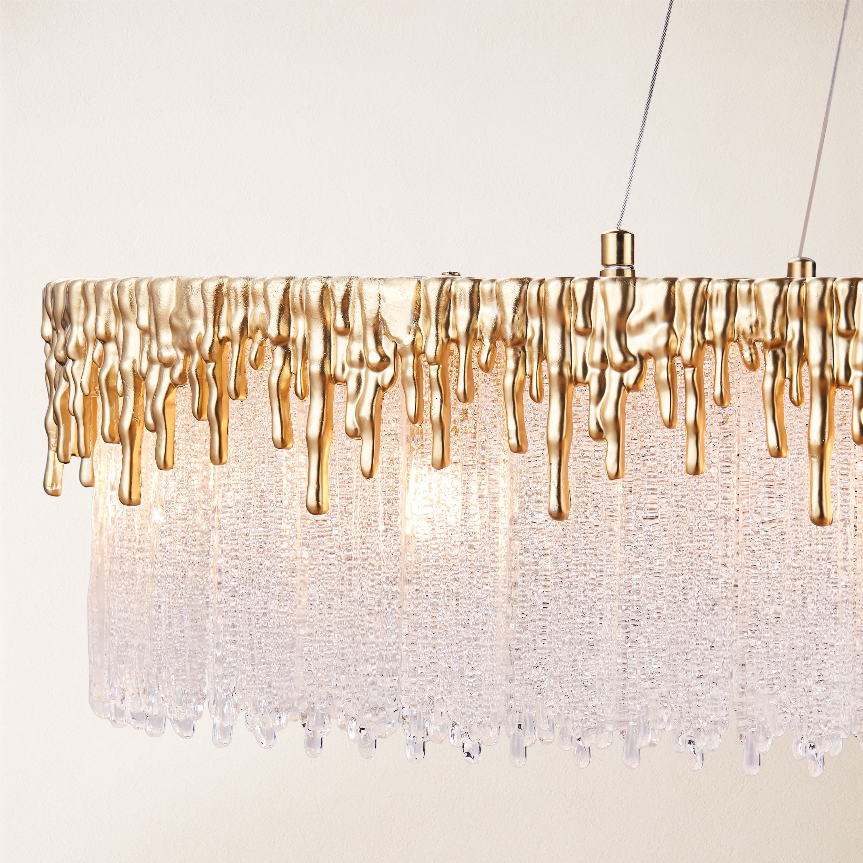 Ethereal Flow Crystal Glass Rectangular Chandelier 40"W